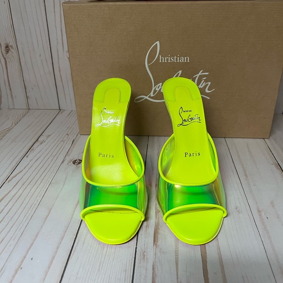 Christian Louboutin Just Arch 100 PVC Slide Sandal Flou Yellow Sz 37 / 7 - Picture 7 of 13